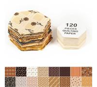 Soimoi Kit de acolchado Hexagon Precortado: 120 hexágonos de tela de algodón + 120 papeles EPP: formas de algodón de 4,4 cm para acolchado con papel inglés, patchwork y colchas de panal.