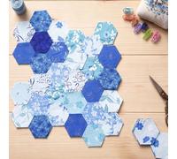 Soimoi Kit de acolchado Hexagon Precortado: 120 hexágonos de tela de algodón + 120 papeles EPP: formas de algodón de 4,4 cm para acolchado con papel inglés, patchwork y colchas de panal.