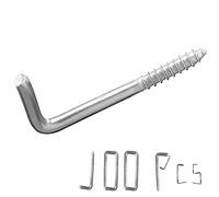 soimuk Ganchos de rosca de acero inoxidable 304 de 3/4 pulgadas, 100 unidades, 7 ganchos de tornillo en forma, ganchos pequeños en forma de L para colgar