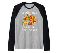 Soirée Pizza en Mode Multijoueur Gamer et Junk Food Camiseta Manga Raglan