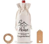 Soireeparty Bolsa de vino para regalos para el hogar, regalos de inauguración de la casa, beige, new home gifts for friend, Bolsa de vino para inauguración de la casa con etiqueta