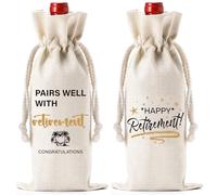 Soireeparty Regalos de jubilación para mujeres y hombres, divertida bolsa de regalo de vino de jubilación feliz, beige, retirement gifts for women, Bolsa de vino Happy Retirement