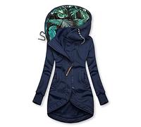 SOIUTAO Chaqueta de entretiempo con estampado floral para mujer, chaqueta de entretiempo barata, ligera, sudadera con cremallera, chaqueta con capucha, forrada larga, para otoño e invierno, chaqueta