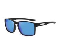 SOJOS Lentes de sol polarizados para conducir, deportes al aire libre, protección UV cuadrados, para hombres y mujeres, Negro mate/azul espejado, Medium