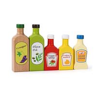 SOKA - Juego de cocina de madera, salsas y aceites, condimentos, juego de actividades Montessori para el desarrollo para niños a partir de 2 años