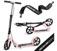 Soke Patinete para Niño Y Adulto Scooter Urbano hasta 100 kg Patinete Plegable con Ruedas Grandes 200 mm Rodamientos ABEC-9 Manillar Ajustable con Freno Construcción Duradera Rosa