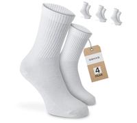 SOKKS Calcetines de Tenis Blancos Algodón Pack de 4 Pares Hombre y Mujer T. 43-46