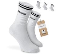 SOKKS Calcetines Deportivos Logotipo Blancos Algodón Pack de 4 Pares Hombre y Mujer T. 39-42