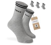 SOKKS Calcetines Deportivos Logotipo Grises Algodón Pack de 4 Pares Hombre y Mujer T. 35-38