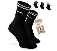 SOKKS Calcetines Deportivos Logotipo Negros Algodón Pack de 4 Pares Hombre y Mujer T. 43-46