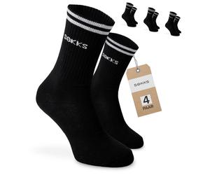 SOKKS Calcetines Deportivos Logotipo Negros Algodón Pack de 4 Pares Hombre y Mujer T. 43-46