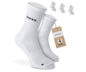 SOKKS Calcetines Running Altos Blancos Tejido Técnico Pack de 4 Pares Hombre y Mujer T. 43-46