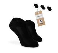 SOKKS Calcetines Tobilleros Quarter Negros Algodón Pack de 4 Pares Hombre y Mujer T. 39-42