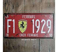 Sokomurg Letrero de metal retro vintage divertido de 6 x 12 pulgadas para interiores F1 ENZO Ferrari 1929, placa de matrícula de cochera, decoración de cocina, bar, pub, club, cafetería, hogar,