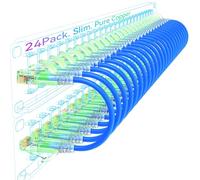 Sokqovt Cables de conexión Cat6a delgados de 0.5 pies (paquete de 24), cable de conexión Ethernet Cat6 flexible 10G 550MHZ, cable de conexión Cat6 de cobre puro de 28 AWG para gabinete de red, cable