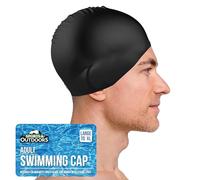 SOL 1 gorro de natación para adultos, grande a XL, de silicona negra, impermeable, gorro de natación