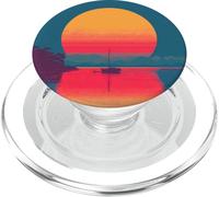 Sol Barco Mar Retro Colores Atardecer Patron Impresion PopSockets PopGrip para MagSafe