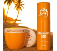 SOL Beauty - Juego de crema corporal suavizante y fragancia en bruma - Vainilla de caramelo salado - Crema corporal hidratante con extracto de nuez de Brasil + niebla de perfume refrescante