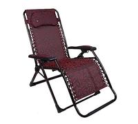 Sol de sol portátil al aire libre, silla reclinable ajustable con almohada de cabeza acolchada, silla plegable silla de playa de verano, tela textilene, cargas de 200 kg (color: rojo) FANDIAO