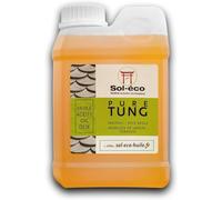 (Sol-éco) Aceite de Tung puro | Protección y mantenimiento de la madera interior/exterior | Contacto con alimentos | Muebles de jardín, encimeras, terrazas, cocinas, tablas de cortar, teca, parquet 1L