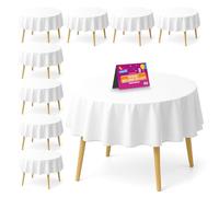 SOL Manteles Redondos Blancos Desechables 140 cm para Mesa Circular | Paquete de 9 Manteles