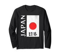 Sol Naciente Rojo de Japón con Bandera de país símbolo japonés Retro Manga Larga