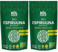 Sol Natural - Espirulina en polvo ecológica - Superalimento detox - 125 g (Paquete de 2)