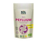 Sol Natural - Psyllium en polvo ecológico BIO - Sin gluten - Psylllium Husk - Plantago Ovata - 78% de fibra soluble - 200 g