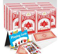 SOL Paquete de 12 cartas de juego, baraja estándar del Reino Unido para niños o adultos, paquete múltiple de plástico, juego de regalo de póquer impermeable, premium, ligero, diseño genial para noches