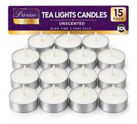 SOL Paquete de 15 velas de té, velas blancas sin perfume, 3,5 horas de | Velas de té de Navidad sin perfume, velas blancas para cenar, manualidades y noches tranquilas, 15 velas de té, 12 g