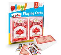 SOL Paquete de 2 cartas de juego, baraja estándar del Reino Unido para niños o adultos, paquete múltiple de plástico, juego de regalo de póquer impermeable, premium, ligero, diseño genial para noches