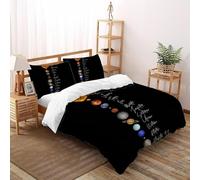 Sol Planetas Funda Edredon 3 Piezas con Impresión En 3D Stellar Themes con 2 Fundas De Almohada Super King(260x220cm) 100% Microfibra Juego De Cama para para Niñosy Hombres