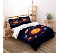 Sol Planetas Funda Nórdica Algodon 3 Piezas 3D Estampado Cielo Estrellado Themes con Cremallera Y Funda De Almohada Super King(260x220cm) Microfibra Juego De Cama para