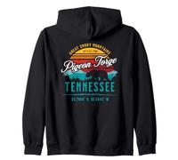Sol Retro con Forma de Oso de Las Grandes Montañas Humeantes de Pigeon Forge, Tennessee Sudadera con Capucha