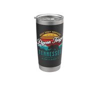 Sol retro con forma de oso de las Grandes Montañas Humeantes de Pigeon Forge, Tennessee Vaso térmico de acero inoxidable de doble pared