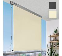 Sol Royal toldo Vertical Enrollable Exterior Estor para Balcones terrazas | 160x250cm beige robusto a mano con manivela translúcido e impermeable marquesina protección visual jardín balcon MS5