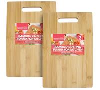 SOL Tabla de cortar de bambú para cocina, 30 x 20 x 1 cm, superficie de madera para cortar pan, carne, frutas y verduras, bandeja duradera para servir para la preparación de comidas domésticas, uso