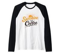 Sol y café. Diseño de garabatos para Amantes del Verano Camiseta Manga Raglan