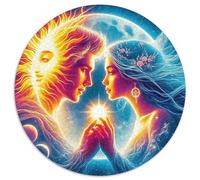 Sol y Luna Puzzle Regalo Creativo Decoración del Hogar 1000 Piezas Light and Darkness Rompecabezas Familiar Juego De Habilidad para Adultos Y Niños 1000pcs (67.5x67.5cm)