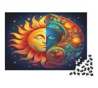 Sol y Luna Rompecabezas clásico de cartón Sol y Luna divididos con Caras, Regalo Coleccionable de Amigo Invisible 52x38cm/1000 Piezas