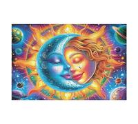 Sol y Luna se abrazan en el Cosmos Puzzle 1000 Piezas Familiar Creativo Rompecabezas 3D para Familia Juguete Educativo Construir Maquetas Aliviar Estrés 1000 PCS