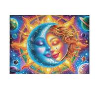 Sol y Luna se abrazan en el Cosmos Puzzle 500 Piezas Familiar Creativo Rompecabezas 3D para Familia Juguete Educativo Construir Maquetas Aliviar Estrés 500 PCS