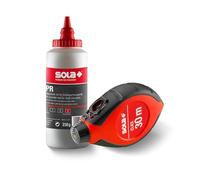 SOLA CLKS - Juego de cuerda de percusión roja, 30 m, con tiza roja, 230 g en un práctico juego, rápida recogida del hilo mediante engranaje 6:1, carcasa de plástico grande y robusta