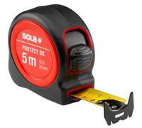 SOLA PROTECT DS - Cinta métrica 5 m / 25 mm - Cinta métrica extremadamente robusta con revestimiento de nailon - Banda de acero con escala de doble cara - Clase de precisión II - Rollmeter con gancho