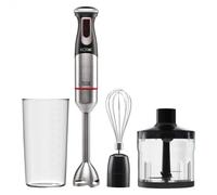 Batidora de mano 1200W negra con 20 velocidades, pie desmontable, vaso y picadora