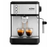 Solac Cafetera Espresso 20 Bar Inox con Vaporizador y Deposito 1.8 L 850W con Superficie Calienta Tazas Apagado Automatico y Brazo de 1 y 2 Salidas