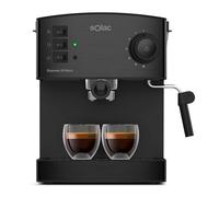 Solac - Cafetera Espresso Manual 850W | Presión 20 Bares | Máquina Doble Salida para 2 Cafés | Bandeja Calienta Tazas | Vaporizador Acero Inoxidable | Apagado Automático | Taste Slim M80