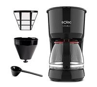 Solac CF4036 Coffee4You - Cafetera de goteo, 1.25l, hasta 12 tazas, jarra cristal, antigoteo automático, placa calefactora mantén café caliente, fácil uso, filtro permanente-lavable, negra, roja