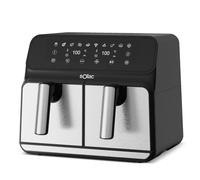 Solac - Freidora sin Aceite Doble Cubeta 1700W | 8L: 4 cada cestillo | Air Fryer 60-200º | Antiadherente | Panel Control Táctil Multifunción | Programable Temporizador | Freidora Aire 11 Menu | Inox