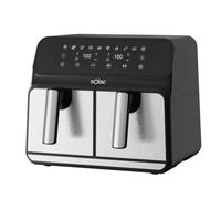 Solac - Freidora sin Aceite Doble Cubeta 1700W | 8L: 4 cada cestillo | Air Fryer 60-200º | Antiadherente | Panel Control Táctil Multifunción | Programable Temporizador | Freidora Aire 11 Menu | Inox